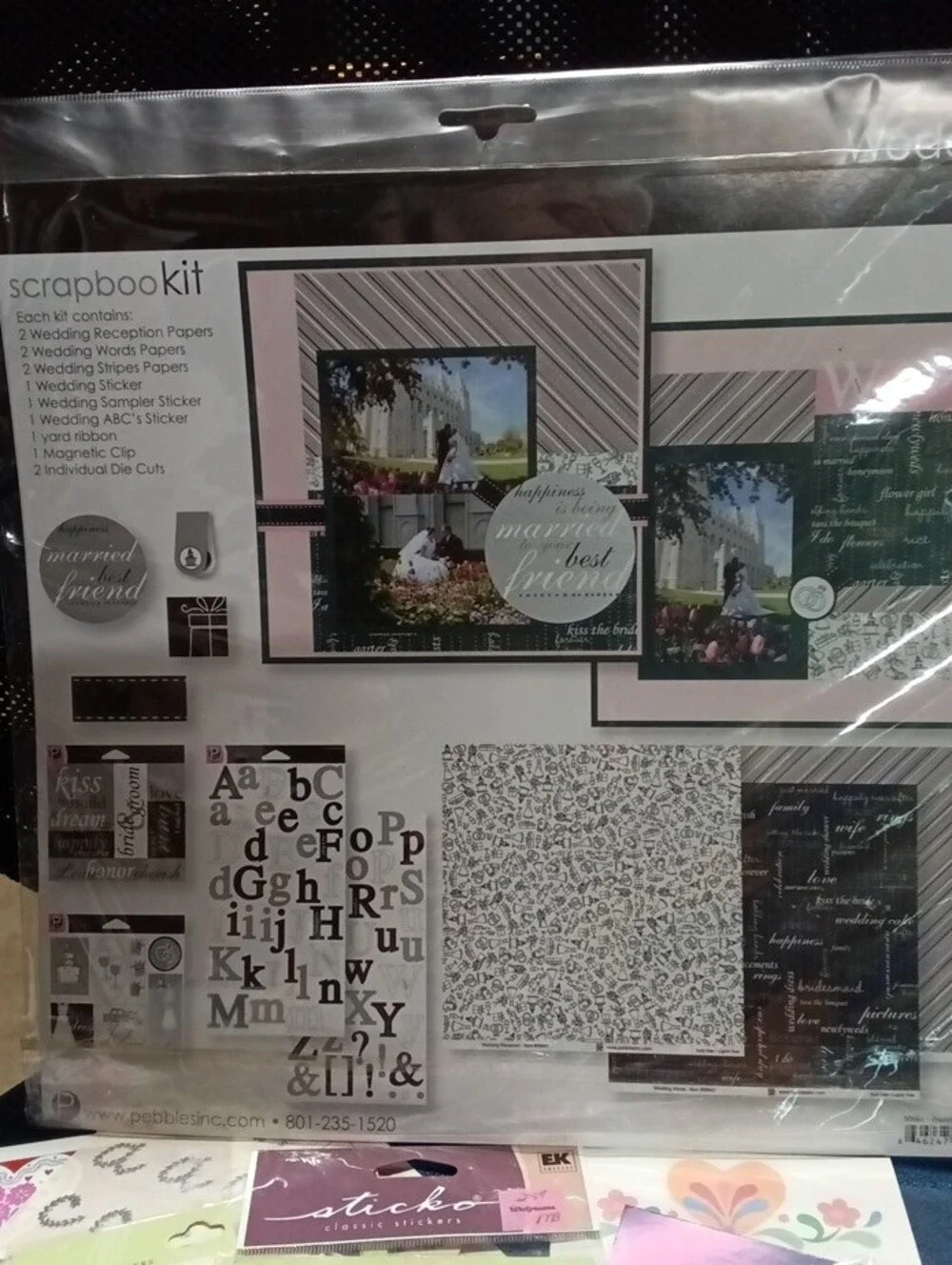P Inc Wedding Scrapbook Kit (Complete) with Extra  Assorted Wedding Stickers